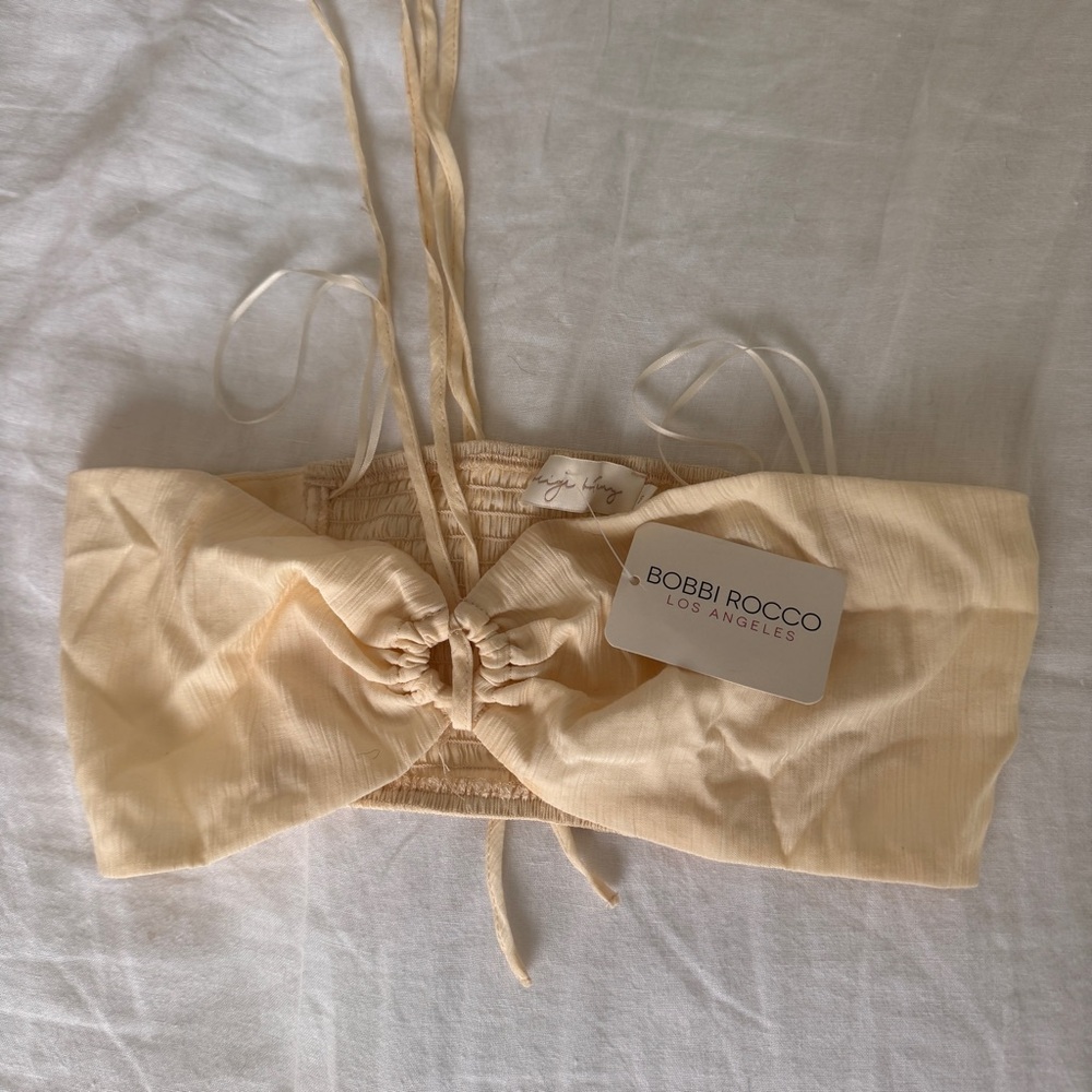 Bobbi Rocco Cream Bow Bandeau Top